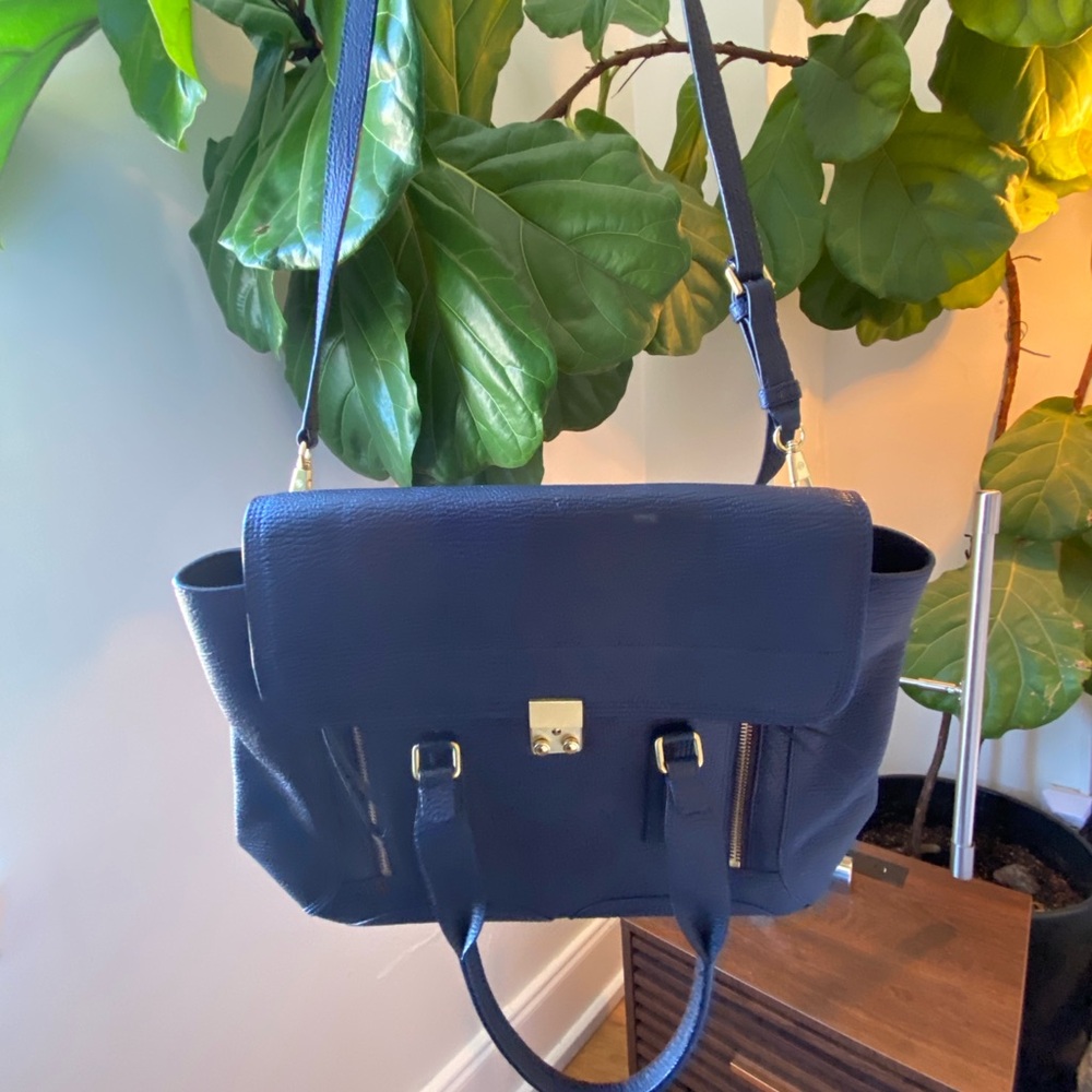 3.1 Phillip Lim Navy Large Satchel Bag - Picture 6 of 9